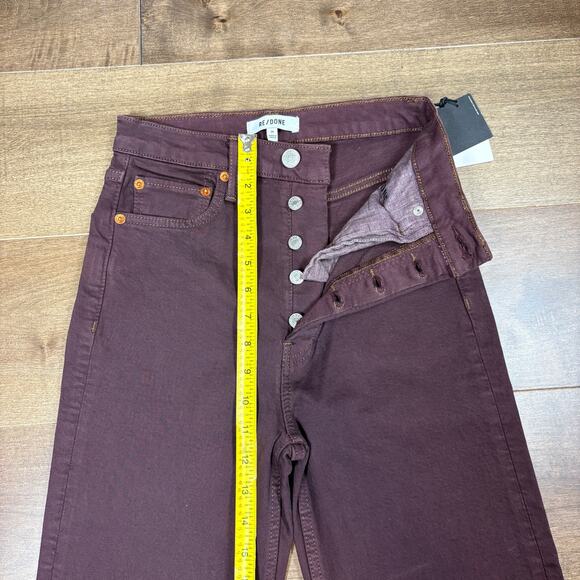 RE/DONE Originals 70s Ultra High Rise Stove Pipe Jeans size 24 Washed Plum NWT - Picture 2 of 9